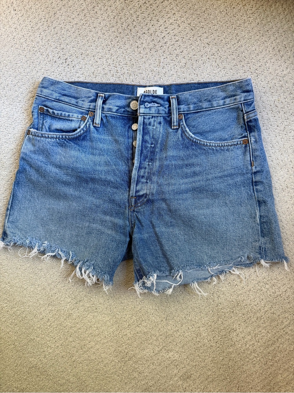 AGOLDE Parker Distressed Denim Shorts (Skywave)- Size 28